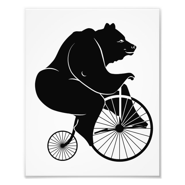 Bear Riding a Vintage Penny Farthing Bicycle Photo Print (Front)