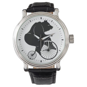 Bear Riding a Vintage Penny Farthing Bike Watch