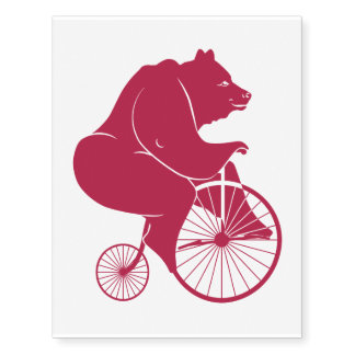 Bear Riding Vintage Bike Temporary Tattoos