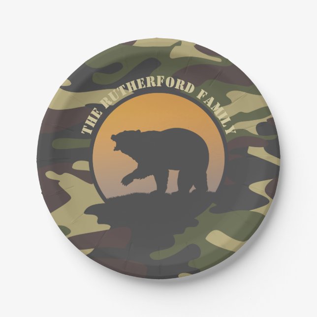 Bear Roar and Camo Paper Plates (Front)