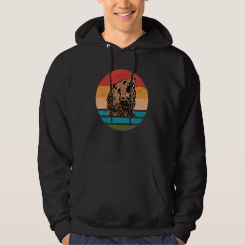 Bear roars with rainbow colours background for bea hoodie