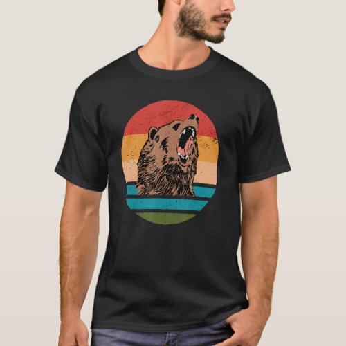 Bear roars with rainbow colours background for bea T_Shirt