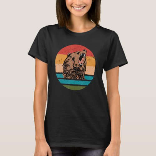 Bear roars with rainbow colours background for bea T_Shirt