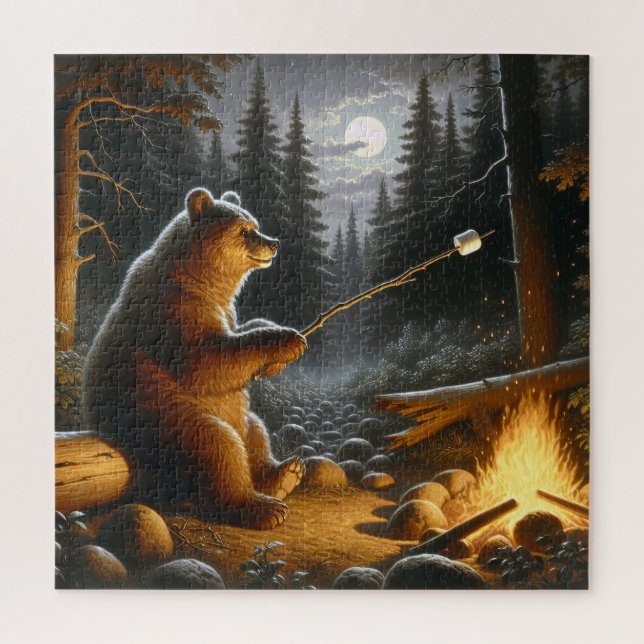 Bear Roasting Marshmallows Jigsaw Puzzle (Vertical)
