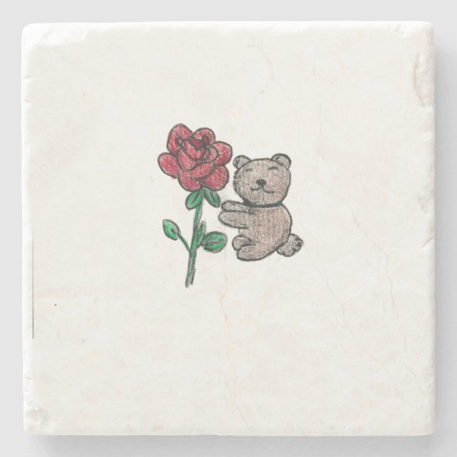 Bear Rose Stone Coaster (Front)