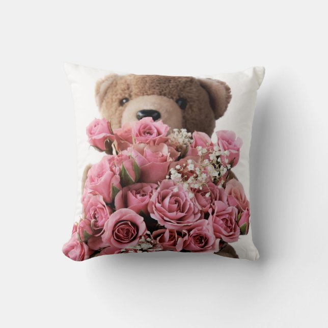 Bear roses throw pillow (Front)