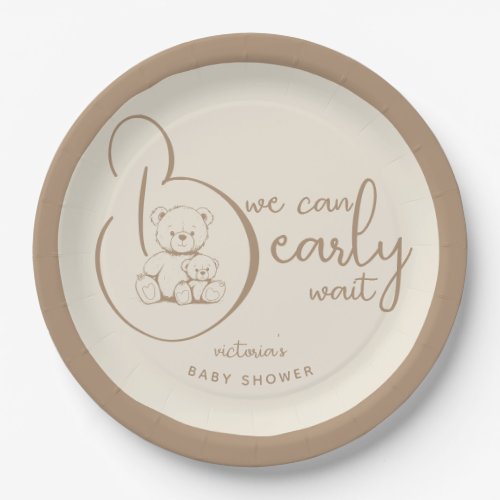 Bear Rustic Cute Bear Baby Shower  Paper Plates