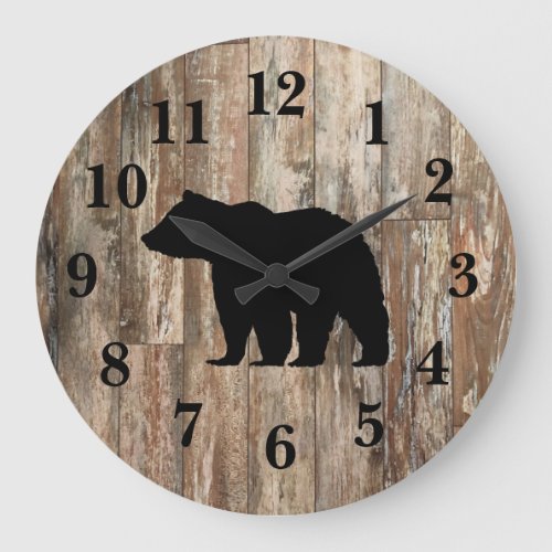 Bear Rustic Wood Decor Large Large Clock