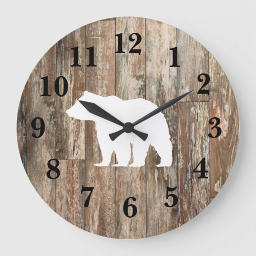 Bear Rustic Wood Decor Large Large Clock