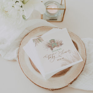 Bear Sage Green Baby Shower Napkins