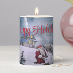  Bear, Santa Claus and Little House Pillar Candle