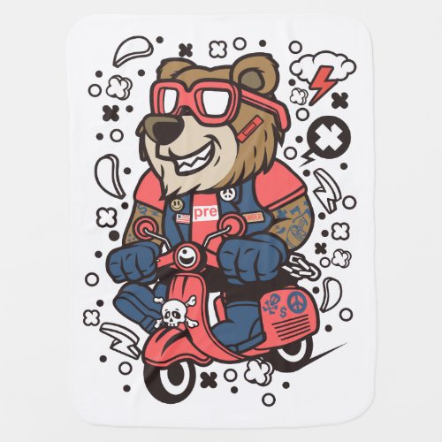 Bear Scooterist Baby Blanket