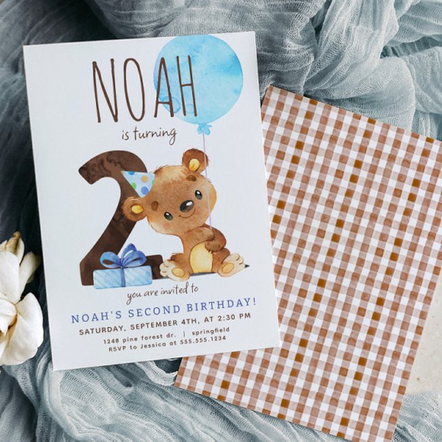 Bear Second Birthday Invitation (Creator Uploaded)