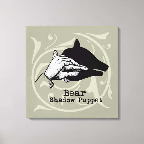 Bear Shadow Puppet Hand Vintage Canvas Print