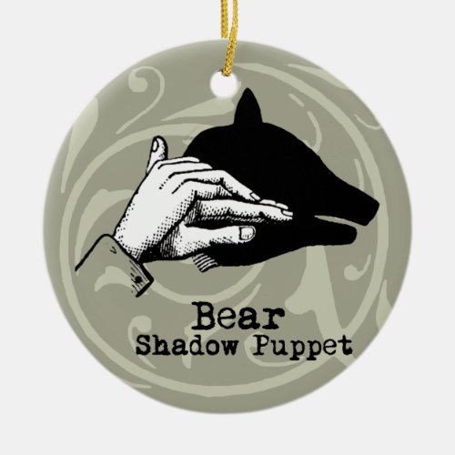 Bear Shadow Puppet Hand Vintage Ceramic Ornament