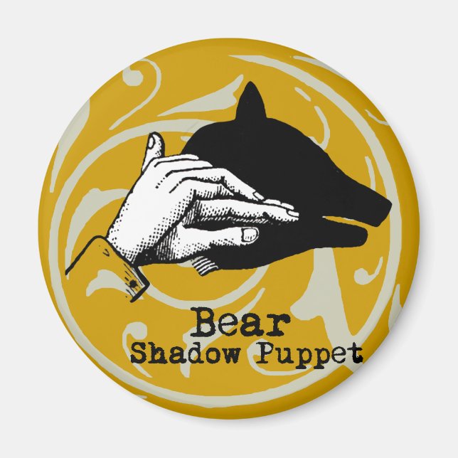 Bear Shadow Puppet Hand Vintage Magnet (Front)