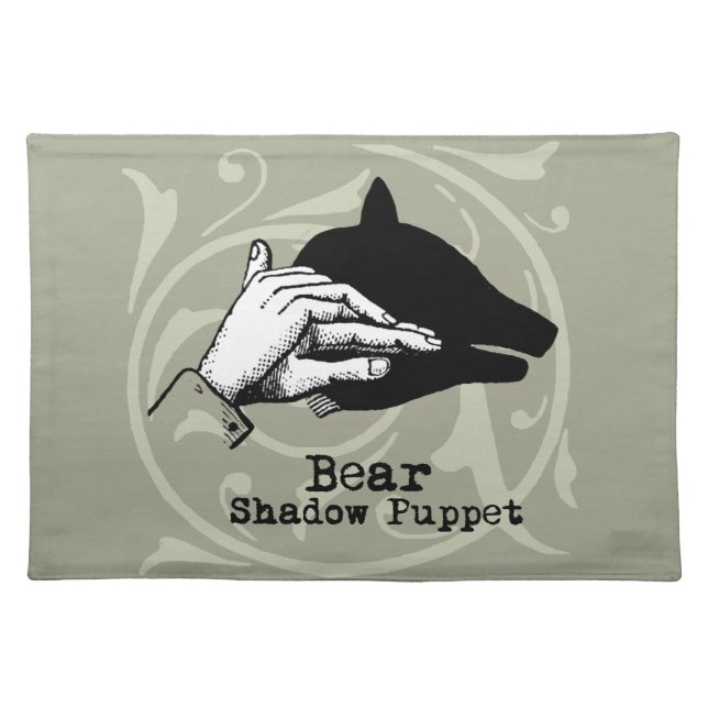 Bear Shadow Puppet Hand Vintage Placemat (Front)