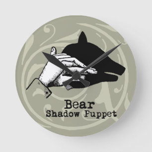 Bear Shadow Puppet Hand Vintage Round Clock