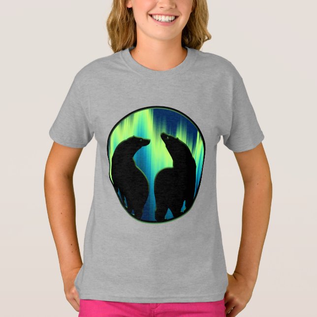 Bear Shirt Northern Lights Organic Girl's T-shirt (Front)