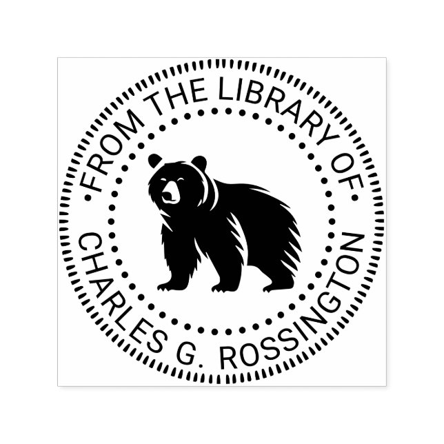 Bear Silhouette #3  Library Book Name Self-inking Stamp (Design)