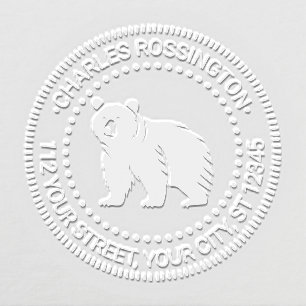 Bear Silhouette #3 Name Return Address Embosser
