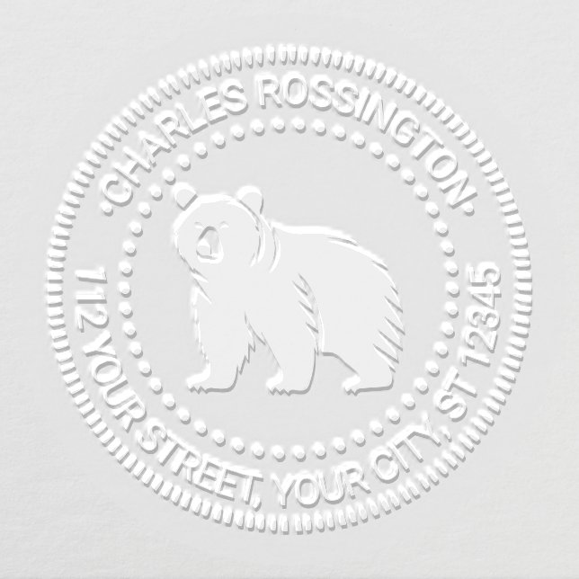 Bear Silhouette #3 Name Return Address Embosser (Design)