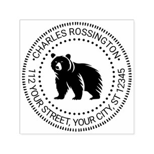 Bear Silhouette #3 Name Return Address Self-inking Stamp