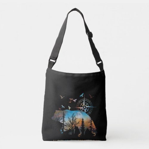 Bear Silhouette Forest For Bear And Nature Lovers Crossbody Bag