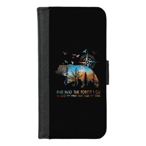 Bear Silhouette Forest For Bear And Nature Lovers iPhone 87 Wallet Case