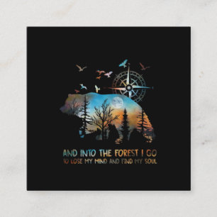 Bear Silhouette Forest For Bear And Nature Lovers Square Business Card