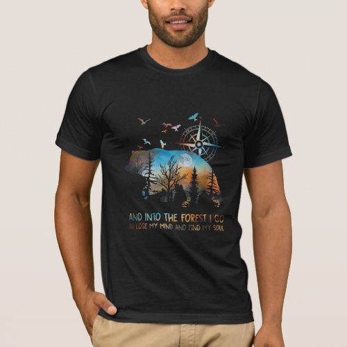 Bear Silhouette Forest For Bear And Nature Lovers T_Shirt