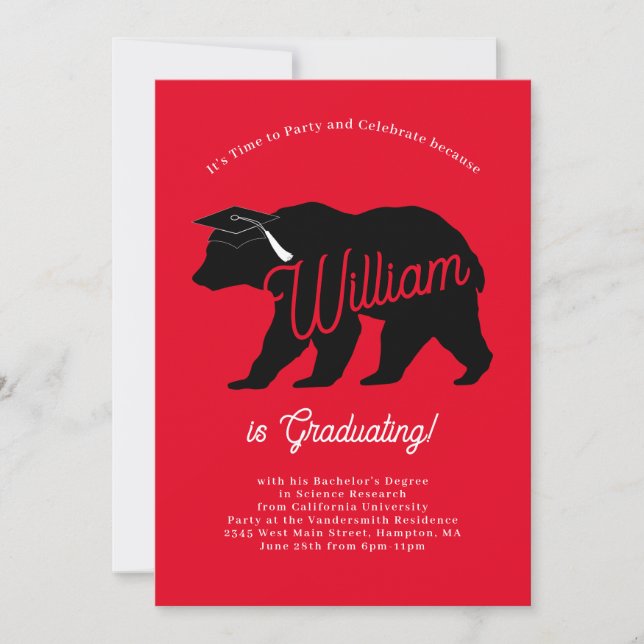Bear Silhouette Graduation Party Invitation (Front)