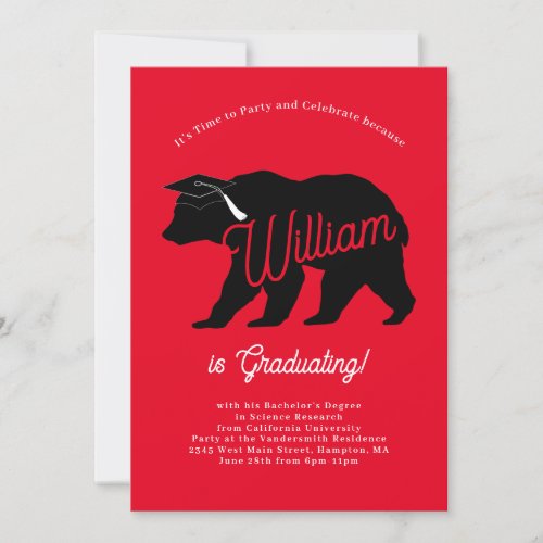 Bear Silhouette Graduation Party Invitation