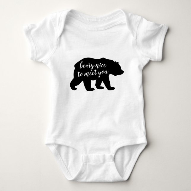 Bear Silhouette Nice to Meet You Baby Bodysuit (Front)