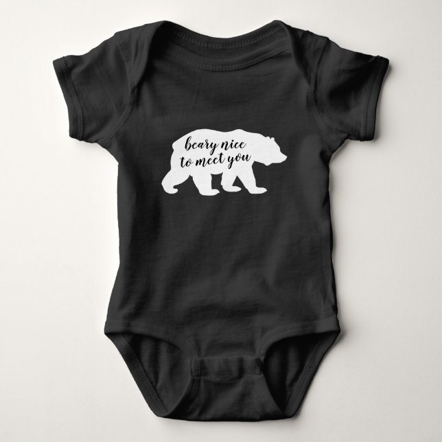 Bear Silhouette Nice to Meet You Baby Bodysuit (Front)