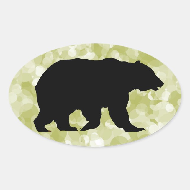 Bear Silhouette Oval Stickers (Front)