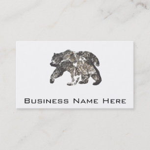Bear Silhouette With Trees, Wild Nature Business Card