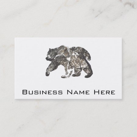 Bear Silhouette With Trees, Wild Nature Business Card