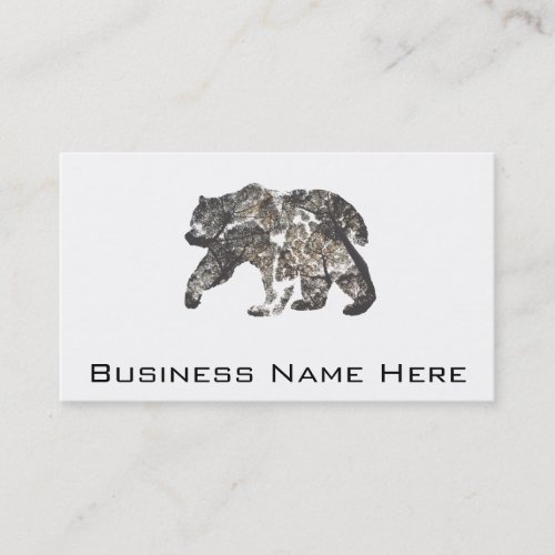 Bear Silhouette With Trees Wild Nature Business Card