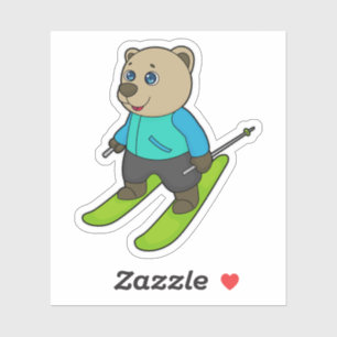 Bear Skier Ski Sticker