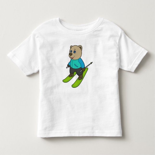 Bear Skier Ski Toddler T-shirt (Front)