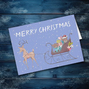 Bear Sleigh and Reindeer Christmas Cards
