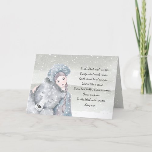 Bear Snow Princess Bleak Midwinter Lyrics  Holiday Card