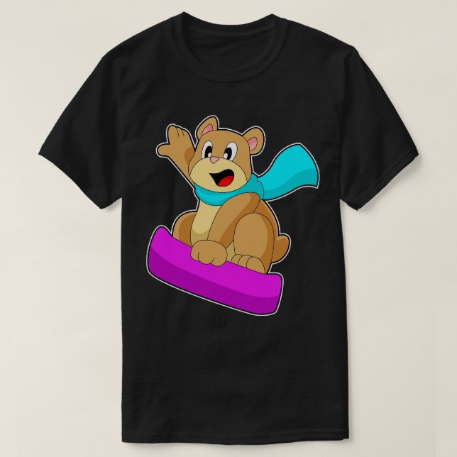 Bear Snowboard Winter sports T-Shirt (Design Front)