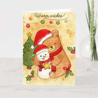 Bear & snowman holiday hug