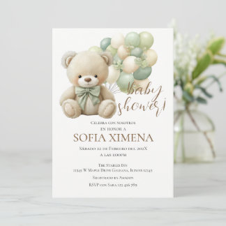 Bear Spanish Baby Shower invitation