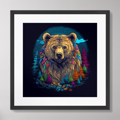 Bear Spirit Animal Boho Art Framed Art