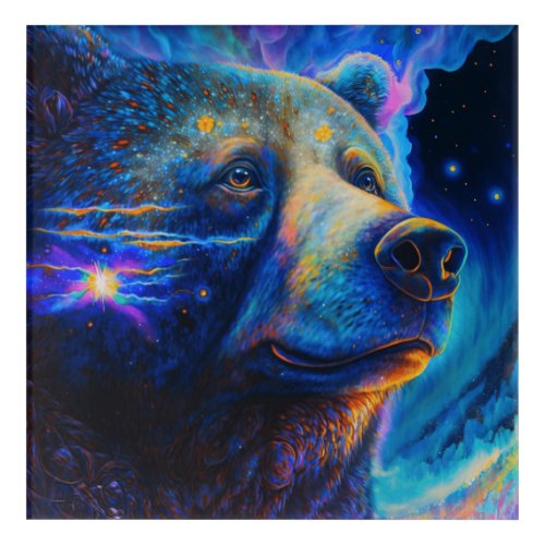 Bear Spirit Animal Neon Symbol of Strength  Power Acrylic Print