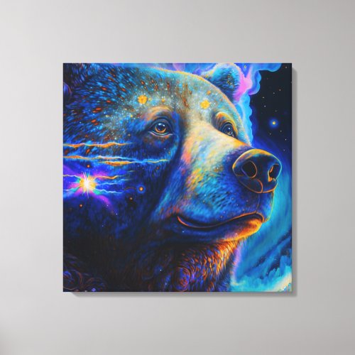 Bear Spirit Animal Neon Symbol of Strength  Power Canvas Print