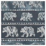 BEAR SPIRIT Indigo Boho Tribal Pattern Fabric